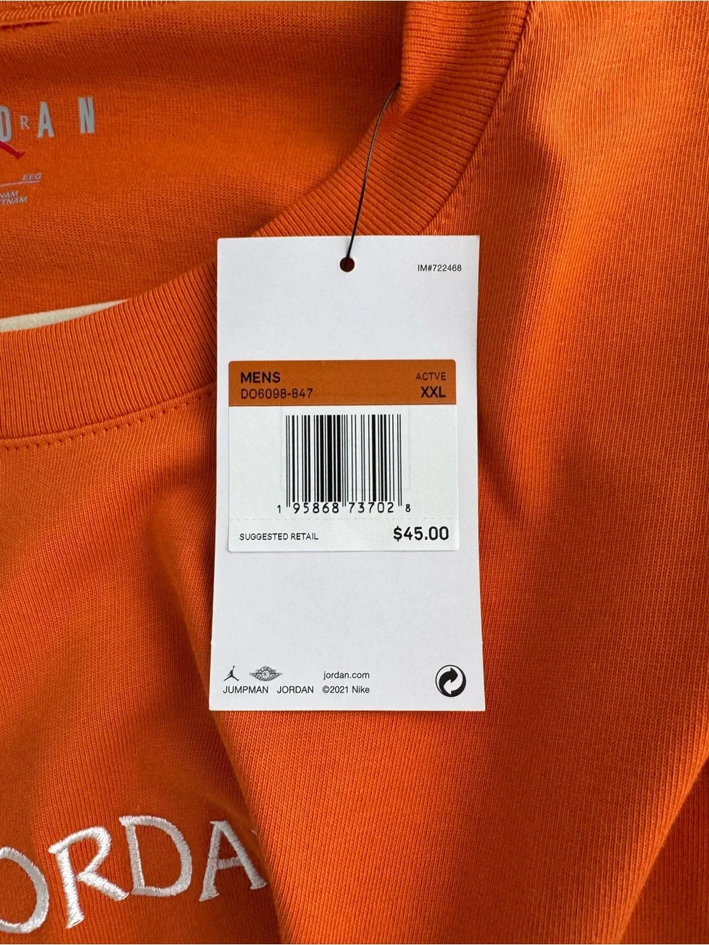Jordan Orange Air Jordan Short Sleeve Tee